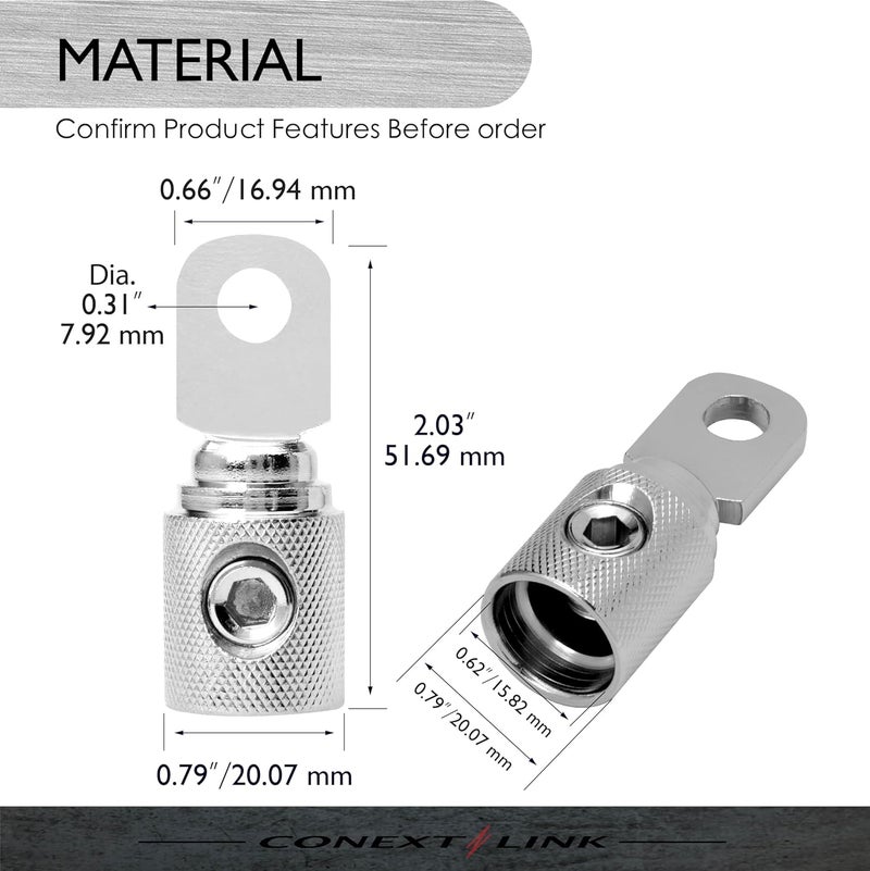 Conext Link RT0N-2 Set Screw Ring Terminal 2 Pack (1/0 Gauge, Nickel) - Image 3